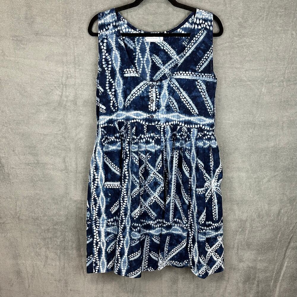 Nnamdi Ibenagu Dress Womesn Small Blue African Tie Dye Spirit Of Courage Pockets